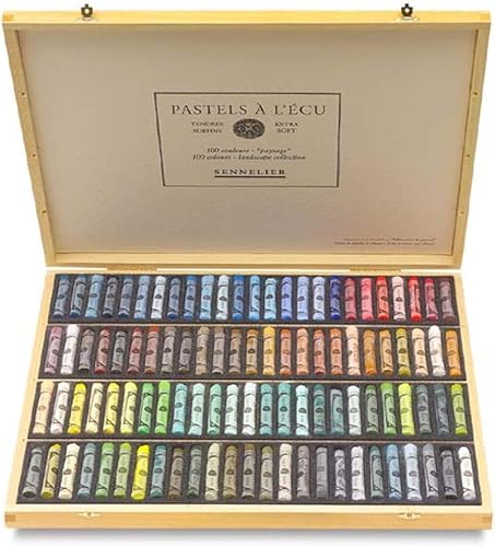 SENNELIER Juego de caja de madera extra suave pastel francés para artistas paisajistas profesionales, 100 colores