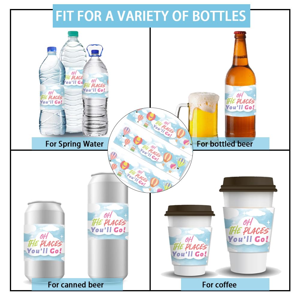 PH PandaHall 30 etiquetas impermeables para botellas de agua 21,6 x 6,4 cm "The Places You'll Go"