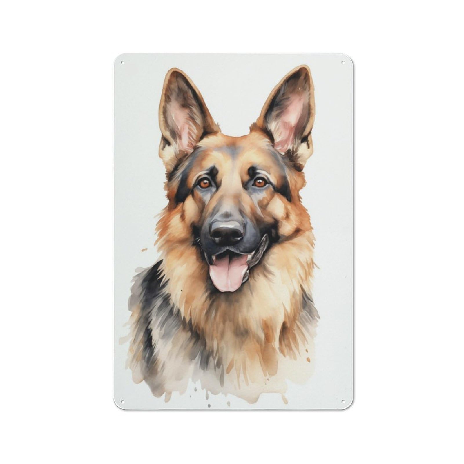 Junmoney German Shepherd Portrait Tin Wall Plaque 30X20cm With For Bar Or Restaurant, Autumn Wall Decor For Hospitality Decor Collectors