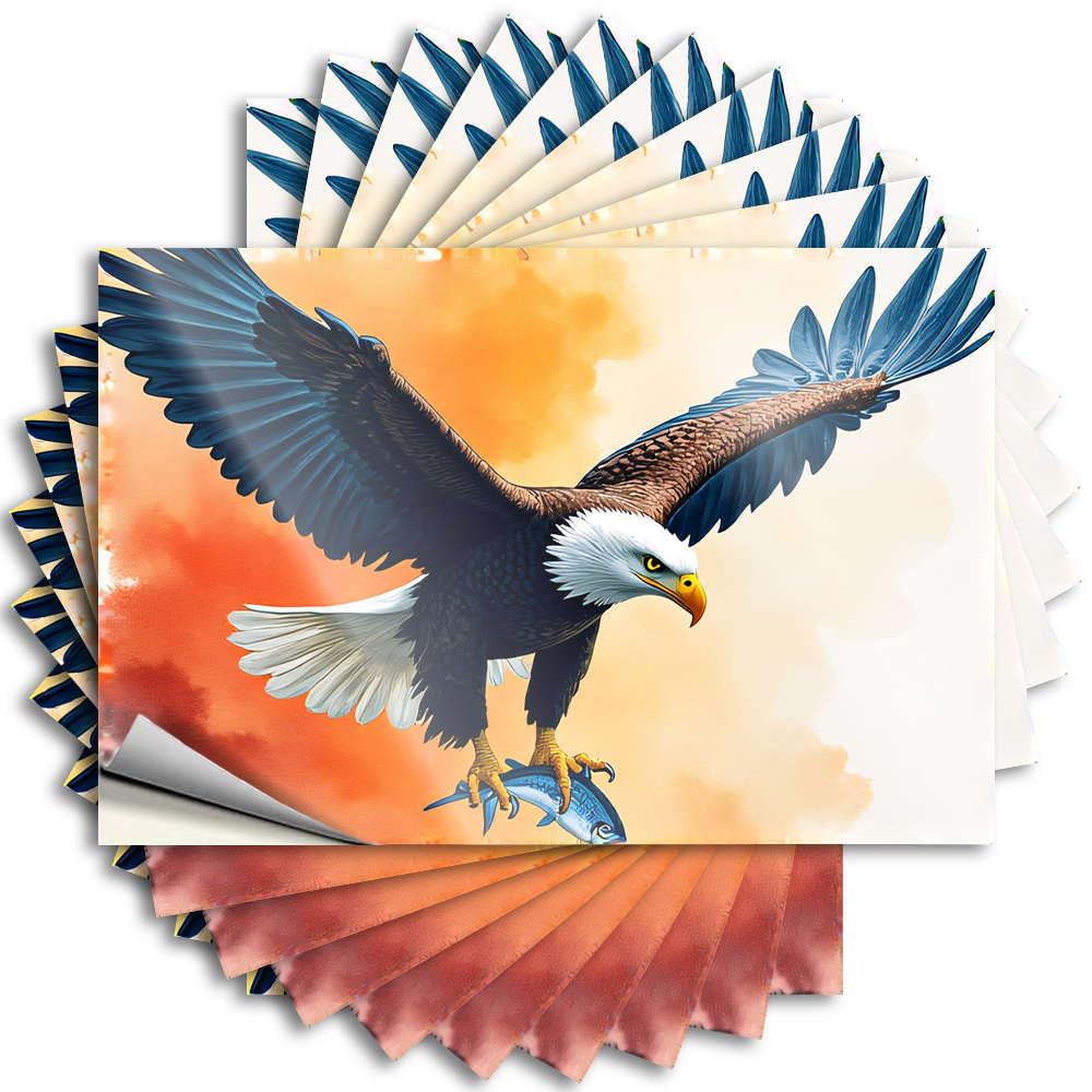 Decals Crazy Necessities Bottle Eagle Soaring with Fish Against Vibrant Sky - No Residue Decals for Travel(8X12CM)