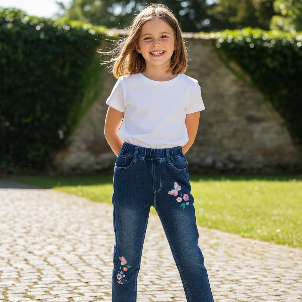 Peacolate 4-9 Years Winter Little Girls Fleece-Lined Thicken Jeans - Image 2