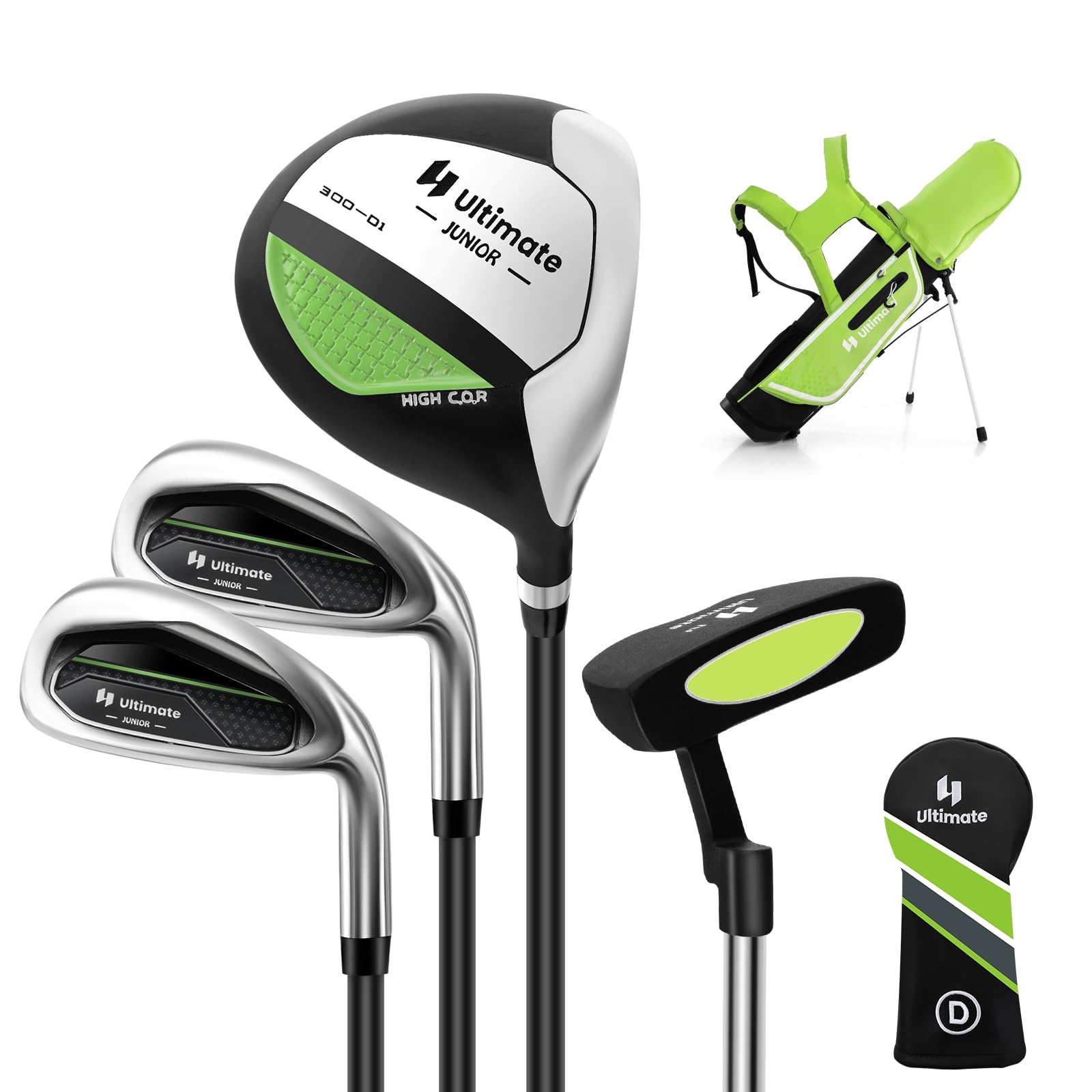 COSTWAY Kinder Golfschläger Set, Rechtshand Golfschlägersätze mit Golftasche & Regenhaube, Komplettes Golf Set inkl.7/9/S Eisen, 1 Driver, 4 Hybrid & Putter