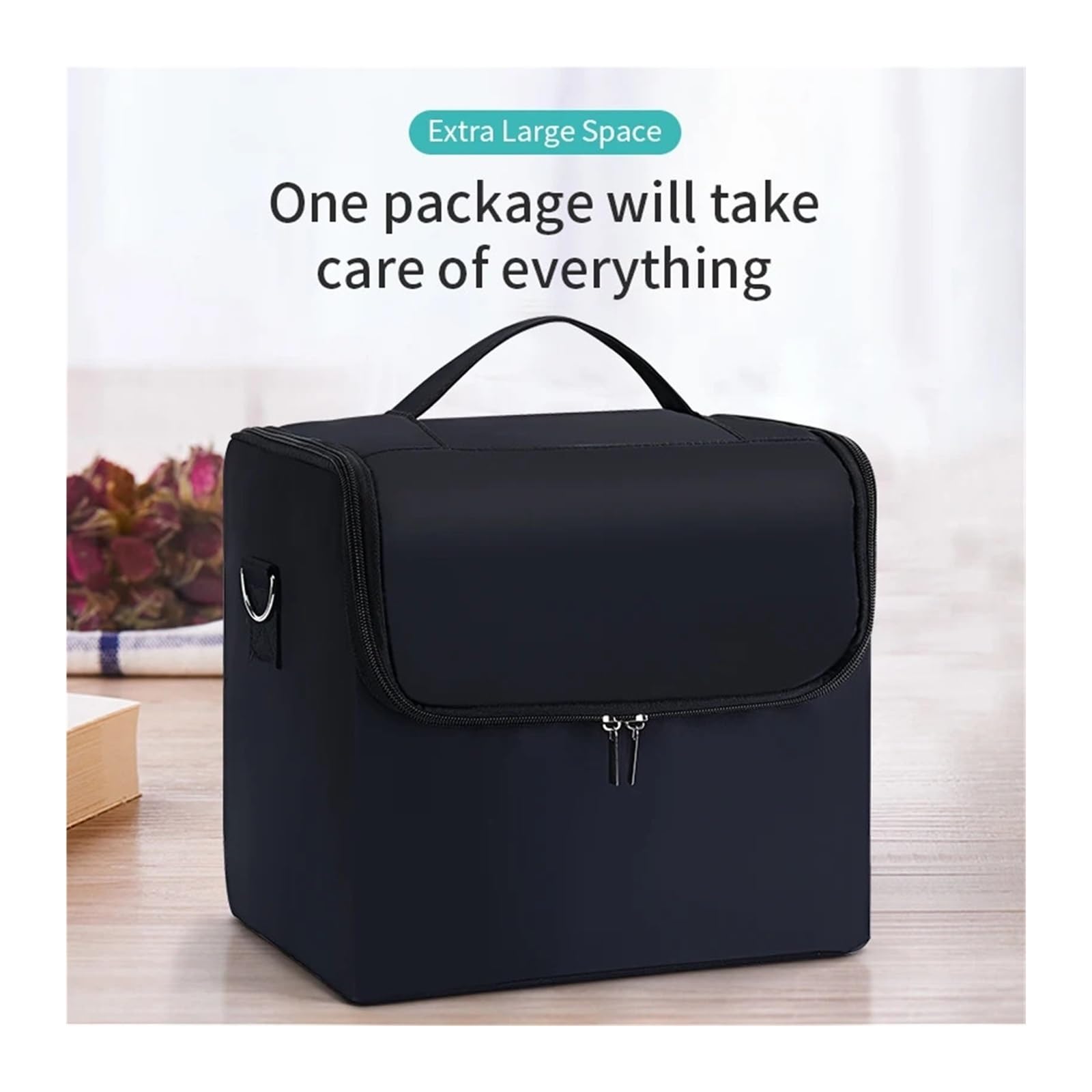 Bolsa Maquillaje Estuche Grande for Transporte de Maquillaje for Mujer, Caja de Almacenamiento for Bolsa de Viaje, Estuche Organizador de uñas Profesional de 4 Niveles con Ajustable
