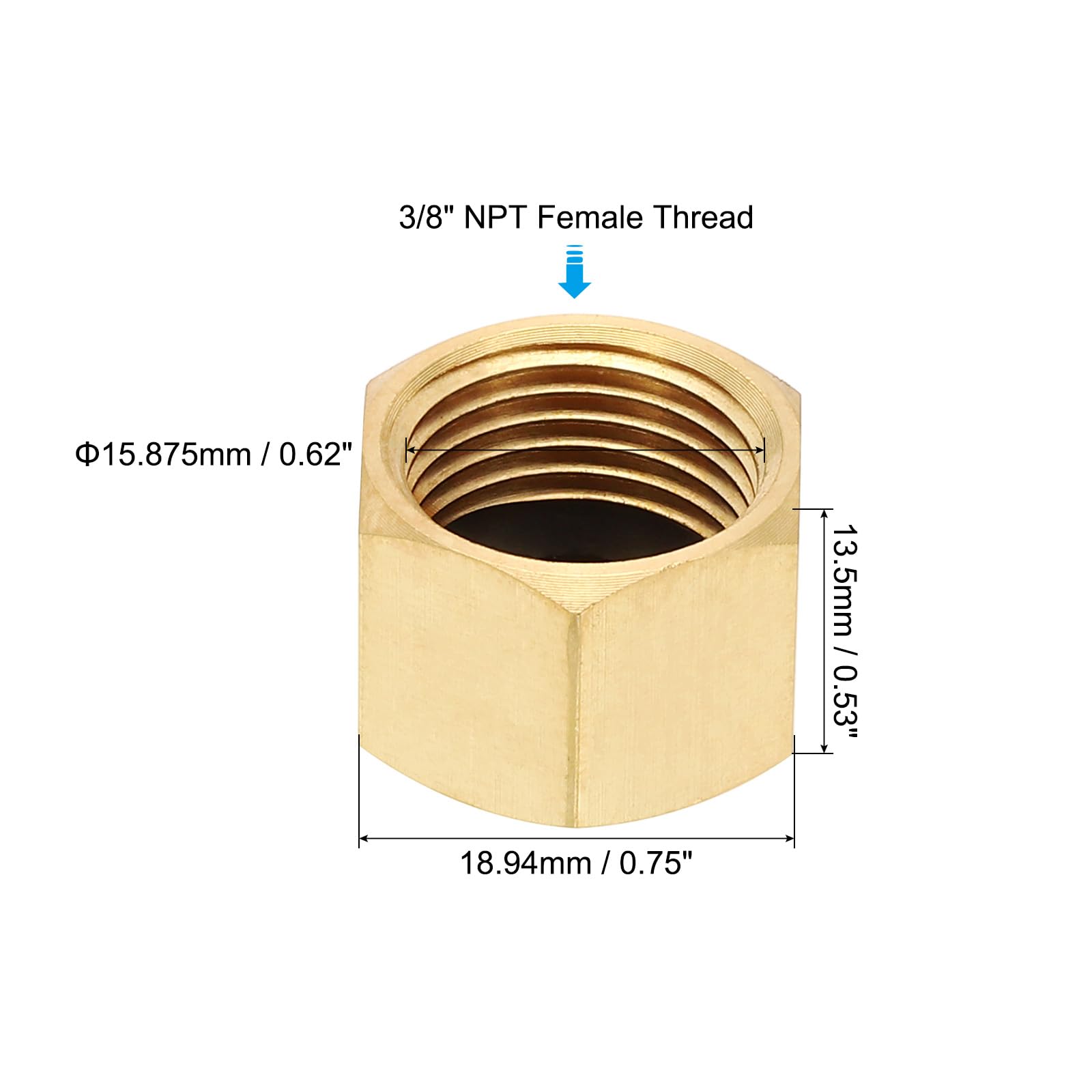 PATIKIL Juego De Tapones De Latón Para Tuberías Hembra 3/8" NPT 30Pcs Con Junta De Goma Para Grifos Sistemas De Riego Y Conexiones De Válvulas De Cierre Con Rosca Hexagonal Externa