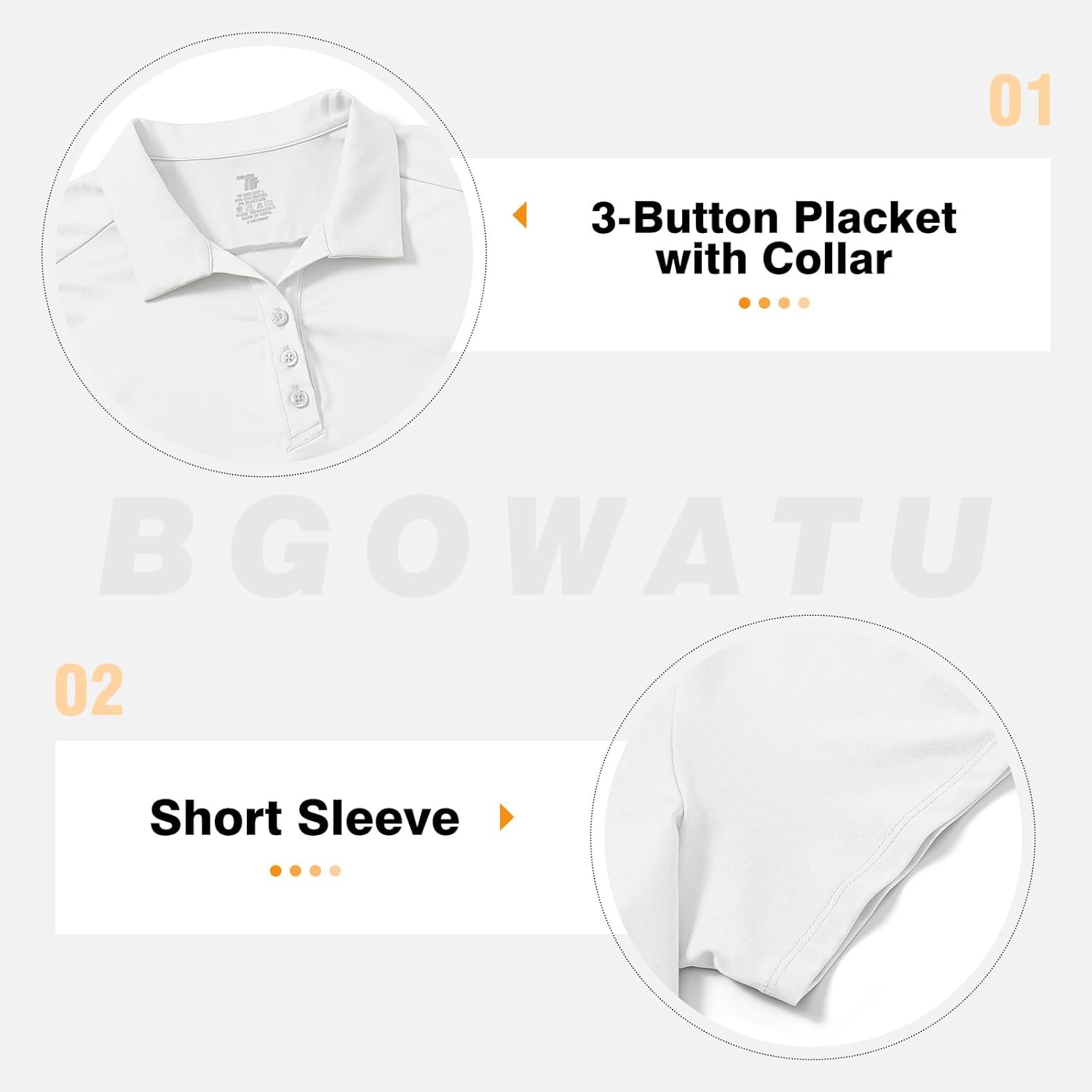 BGOWATU Women's Polo Shirts Golf Tennis Shirts Short Sleeve 3 Buttons Collared Casual Top UV Sun Protection Dry Fit - Image 6