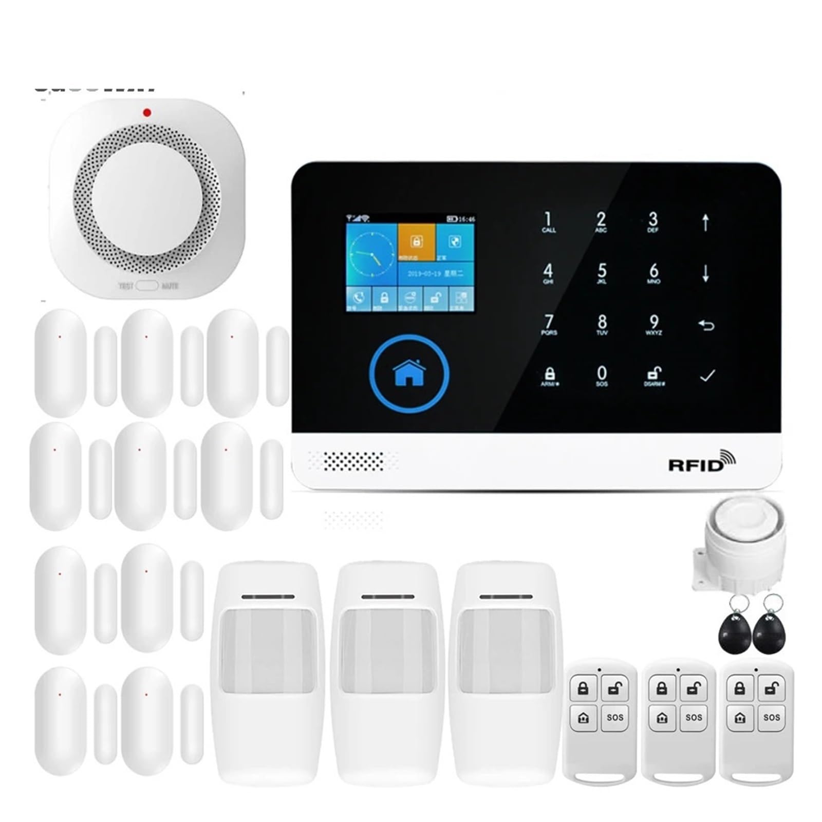 Tuya APP Wifi 4G Wireless Home Burglar Security Alarm System Integrated With Flashing Siren Remote Monitoring(Set H)