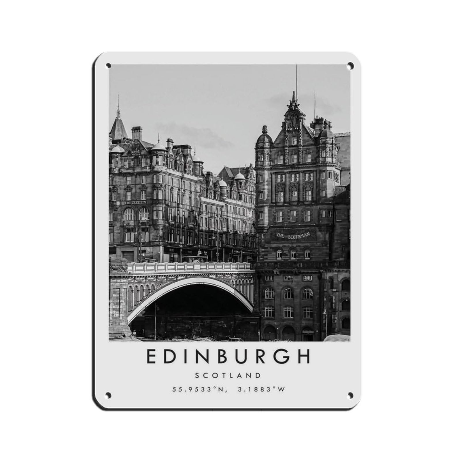 Lxwnze 30L X 40W Cm Edinburgh Travel, Edinburgh Poster (2) Tin Sign Vintage Metal Pub Club Cafe Bar Home Wall Art Decoration Poster Retro 12X16inch(30X40cm)