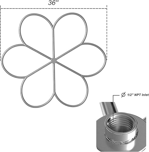 Miniatura 9 de Skyflame Anillo de acero inoxidable de 18 pulgadas con forma de flor para hoguera, gas natural y chimenea de propano, interiorexterior, Max BTU