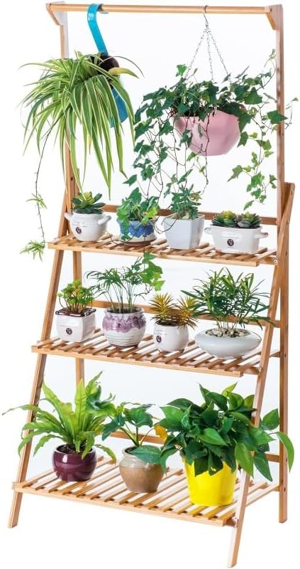Flower pot stand 3-Tier Hanging Plant Stand Planter Shelves Flower Pot Organizer Rack Folding Display Shelving Plants Shelf