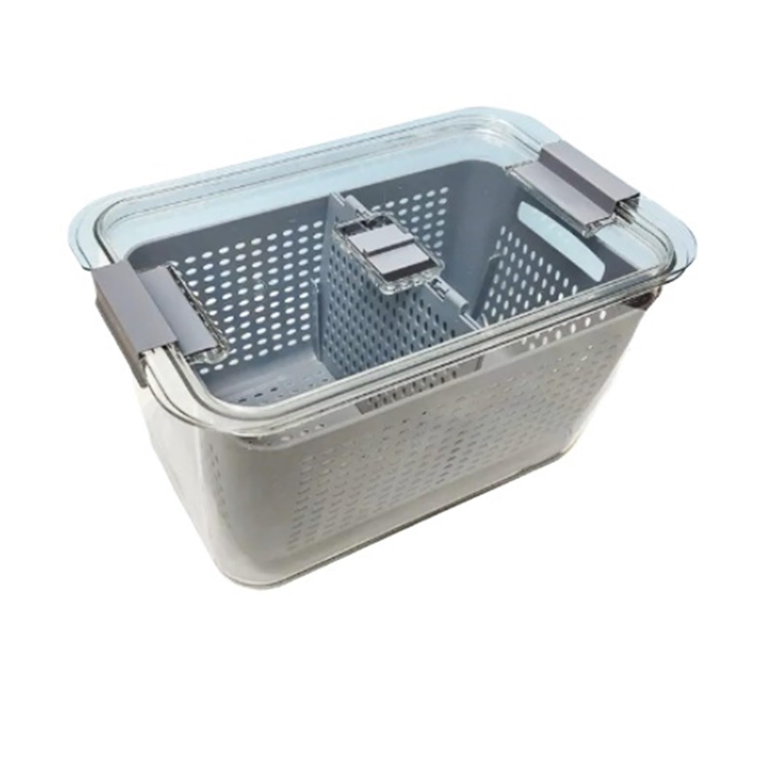 VIOLDHHJK Fridge Organisers Refrigerator Preservation Storage Box Drain Basket Storage Containers Sealed Box Vegetable and Fruit Drain Box(Gray Large)