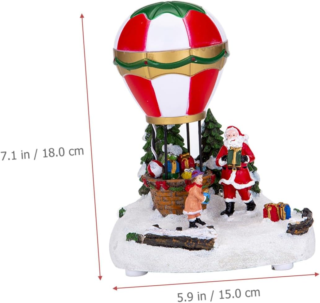 SEWACC 圣诞树脂雪屋音乐发光房子 ホットエアバルーン付き クリスマス装飾ライト 音楽再生機能搭載 卓上飾り 店舗ディスプレイ向