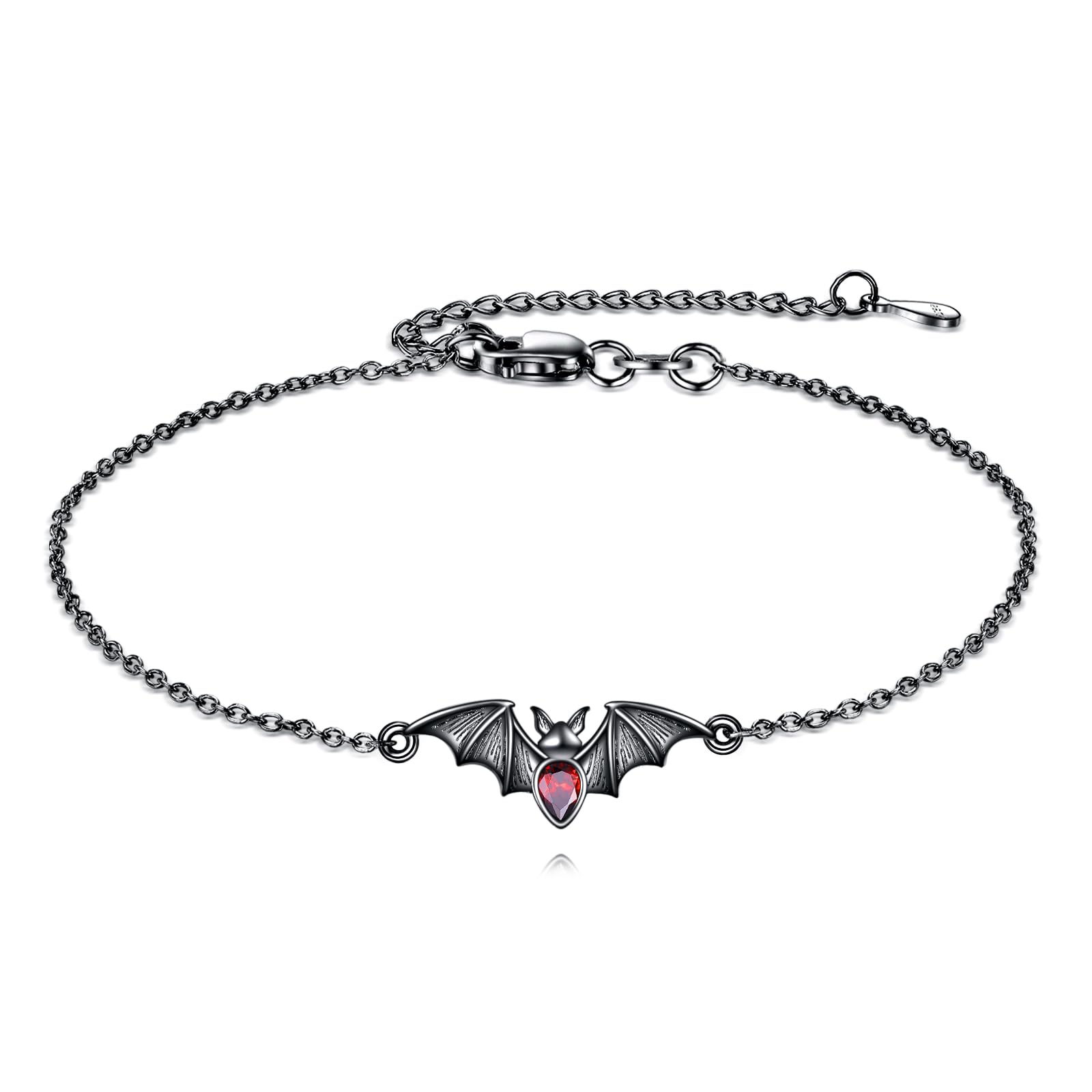 ONEFINITY Bracciale da donna a pipistrello, in argento Sterling 925, nero, con pipistrello, per Halloween, gioiello gotico, Zirconia cubica