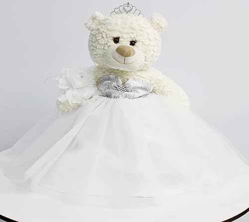 Oso de peluche con vestido de quinceañera de 20 pulgadas con vestido centro de la pieza  B16631-1 blanco