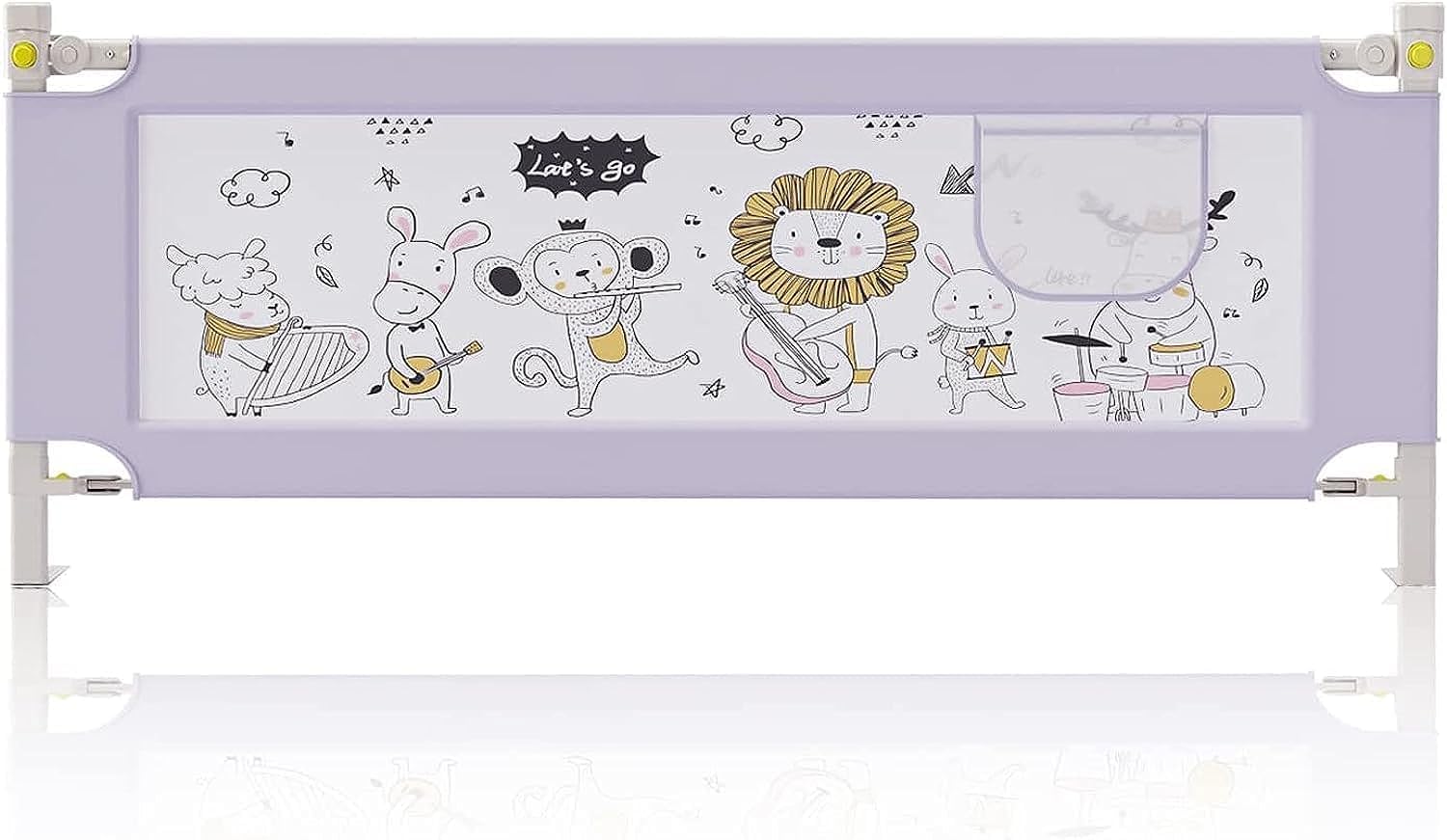 Baby Bed Rails Guard, Adjustable Bedrail for Toddlers Bed Guard Fence Full Size, Collapsible Baby Side Bed Rails Swing Down Bed Safety Frame Crib Bed Barrier for Kids King Queen Size 1.8M