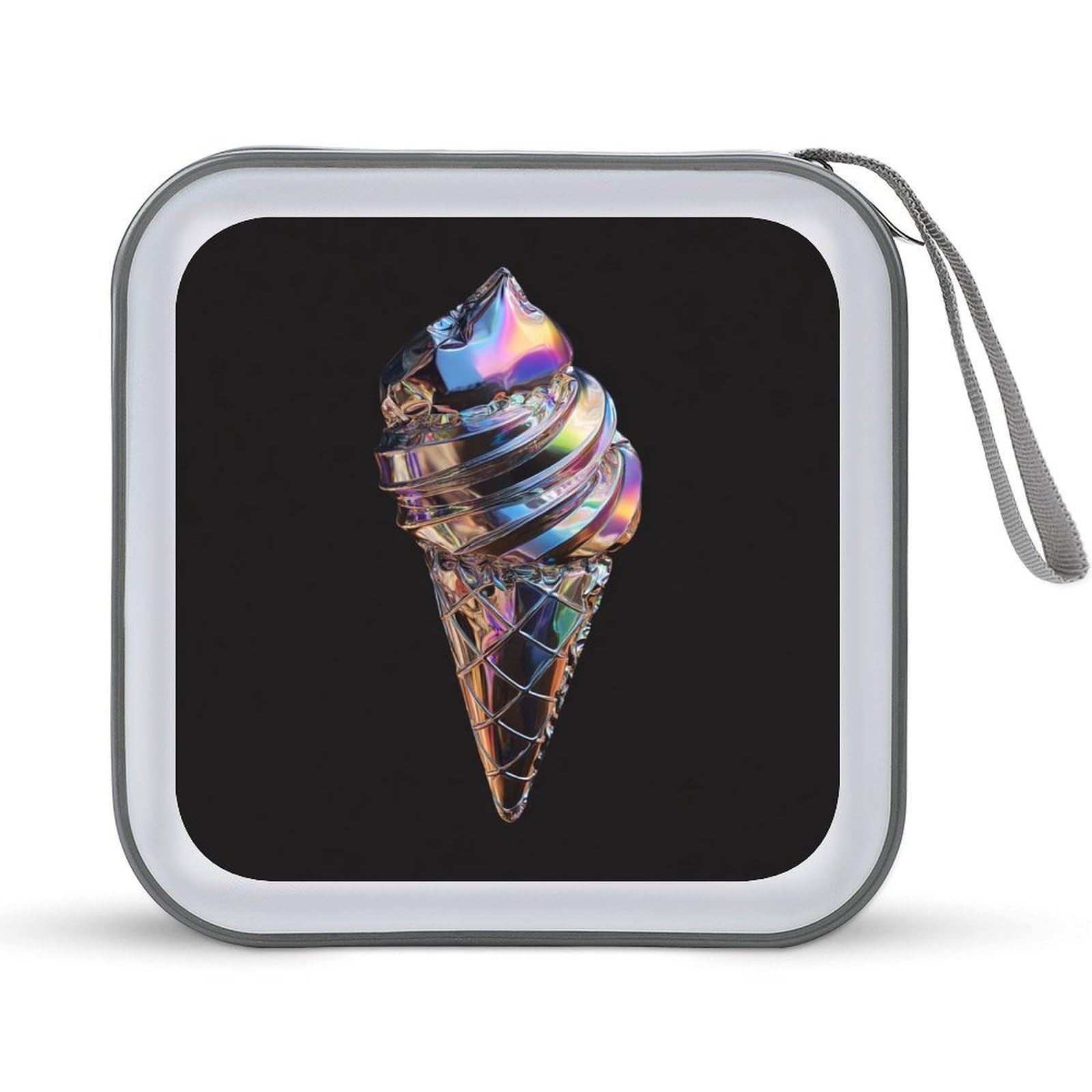 Jubonexis Holographic Style Cone Ice Cream Shape Balloon CD Case DVD Storage Case Portable for Car Home Travel