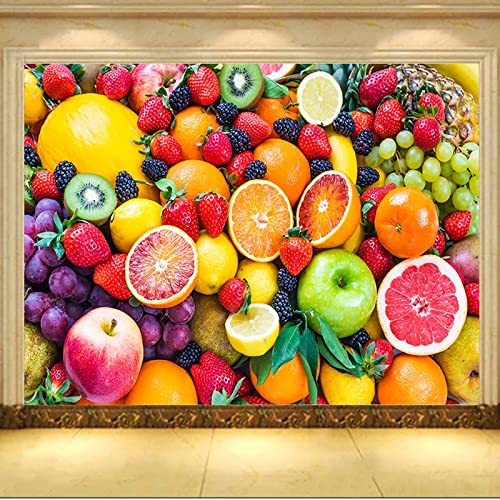 Fruit Party Wall Mural, 3D Oranges Grapes Photo Wallpaper, Home Decor Tv Background Large Art Wall Painting For Living Room Bedroom 144"X 100"(W X H)(It's Not Peel And Stick) #TOP23