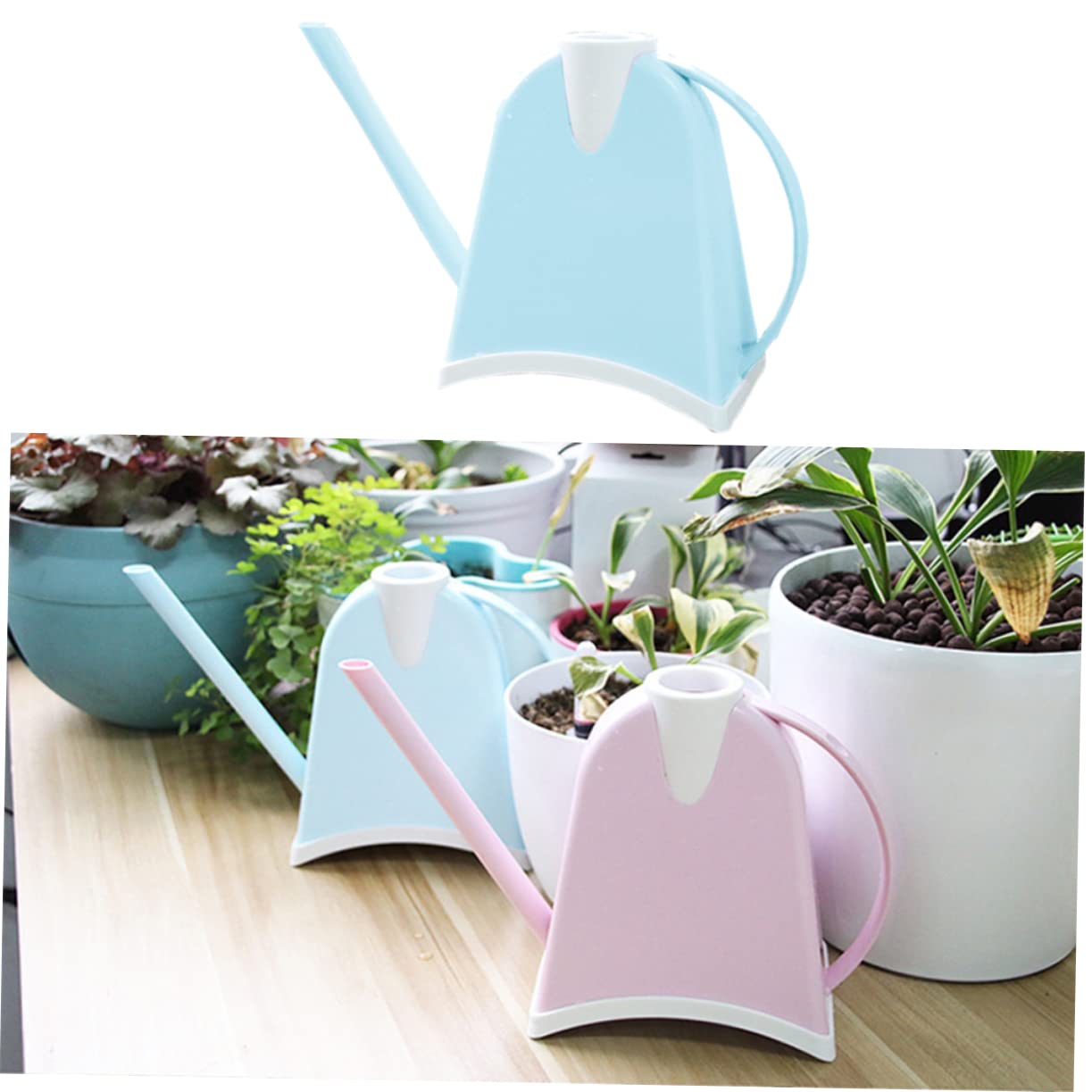 Konewka, 1 szt. Zewnętrzna konewka Metalowa konewka Konewka Wiadro na wodę Ogrodnictwo Konewka Butelka Bonsai Konewka Czajnik Głowica prysznicowa Konewka do roślin Różowy dzbanek Mini(Sky-blue)