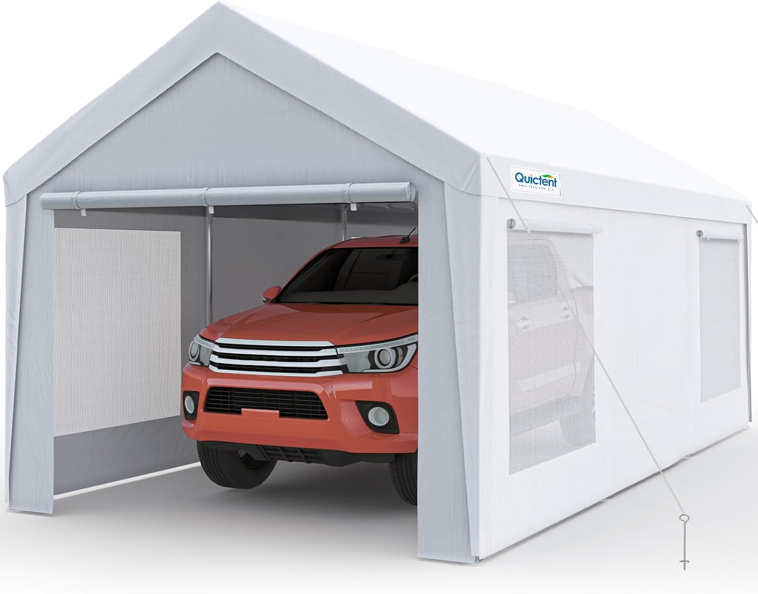 Quictent 10x20 ft Heavy Duty Carport Canopy Galvanized Car Tent Outdoor Garage Boat Shelter with Reinforced Structure with Roll-up Ventilated Windows Sidewall - White Quictent 10x20 ft Heavy Duty Carport Canopy Galvanized Car Tent Outdoor Garage Boat Shelter with Reinforced Structure with Roll-up Ventilated Windows Sidewall - White