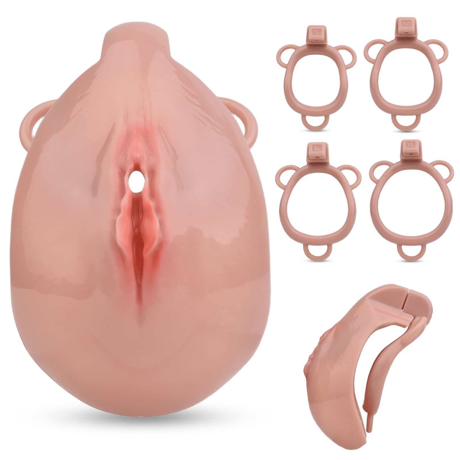 BDSMYOU Gabbia per Pene Chastity Cage Sex Toys,Gabbia di Castità con Labbra Vaginali e Cintura di Castità,BDSM Bondage Imitazione Vagina Gay,Sexytoysys Uomo,Toys Sessuali per Uomini