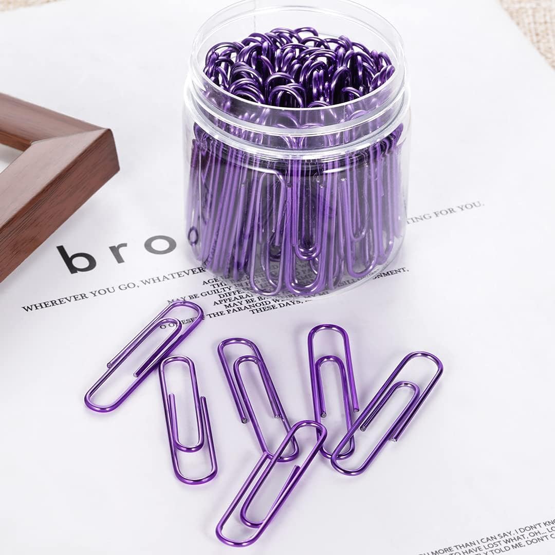Vinaco Lot de 100 trombones lisses violets de 50 mm, revêtement durable et résistant à la rouille, pour le bureau, l'organisation de documents scolaires