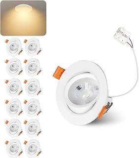 LED Einbaustrahler 230V 4W, 30°-60° Schwenkbar Flache LED Deckenspots, 3000K Warmweiß, 400LM, IP44, Nicht Dimmbar, Einbauleuchten Weiß 55-65mm Spots Deckenleuchte, 12er Set
