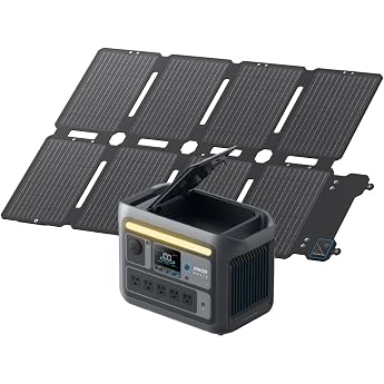 Anker Solix C800 Portable Power Station with Anker Solix PS100 Compact Portable Solar Panel, 768Wh Portable Power Supply and