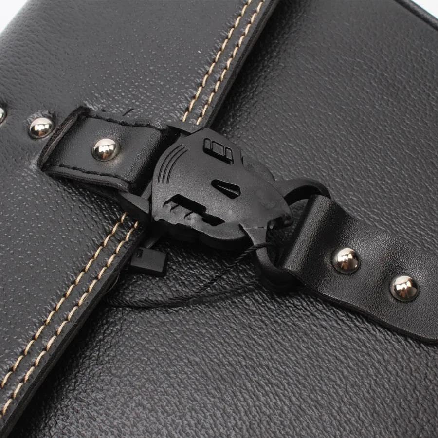 Bolsa lateral de cuero sintético negro para moto Harley miniatura 2