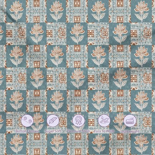 Image of Trance Home Linen 100% Cotton Printed Zippered ONLY Duvet Cover /Blanket Cover /Quilt Cover | Comforter Cover /Razai Cover | Queen Size (90 x 102 Inch, Ajrak Blue)