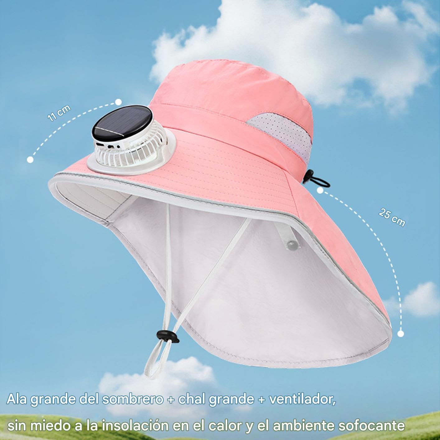 Sombrero con Ventiladores Solares,Sombrero para el Sol | Cubrecabeza Deportivo Transpirable con Protección UV para Actividades al Aire Libre Camping Vacaciones Niños Niñas Senderismo Playa