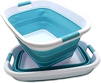 Vista 11 de SAMMART - Canasta plegable de plástico para ropa sucia, recipiente de almacenamiento / organizador, tina de lavado portátil, para ahorro de espacio