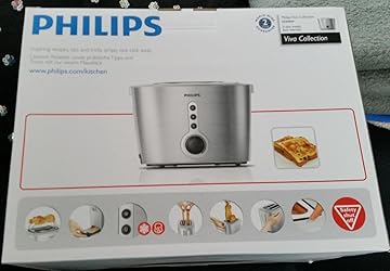 Philips HD2636/00 Toaster 1000 W, Brötchenaufsatz, Cool Wall für dicke ...