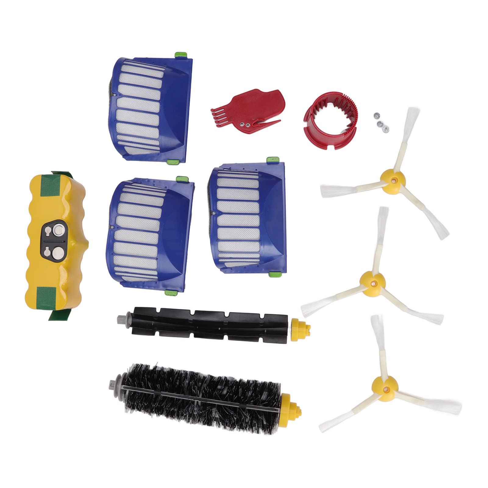 Remplacement de la balayeuse 14,4 V 3500 mAh Batterie NiMH Brosse principale Brosse latérale et kit de remplacement de filtre pour