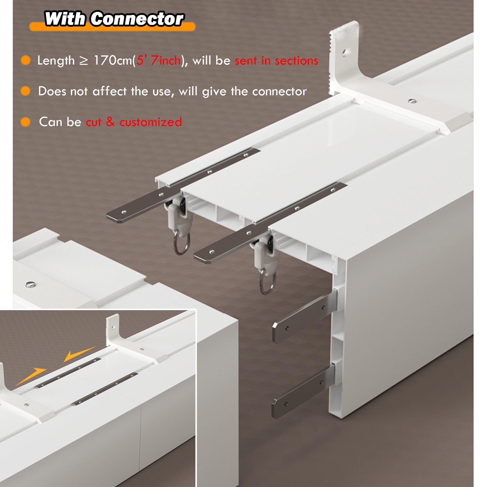 rideau plafond/ rail rideau Boîte de couverture de tringle à rideau pour rail de rideau de mur/plafond, 1-9 M kit de cadre de boîte de cantonnière de fenêtre blanche pour rideaux en tulle(Ceiling moun