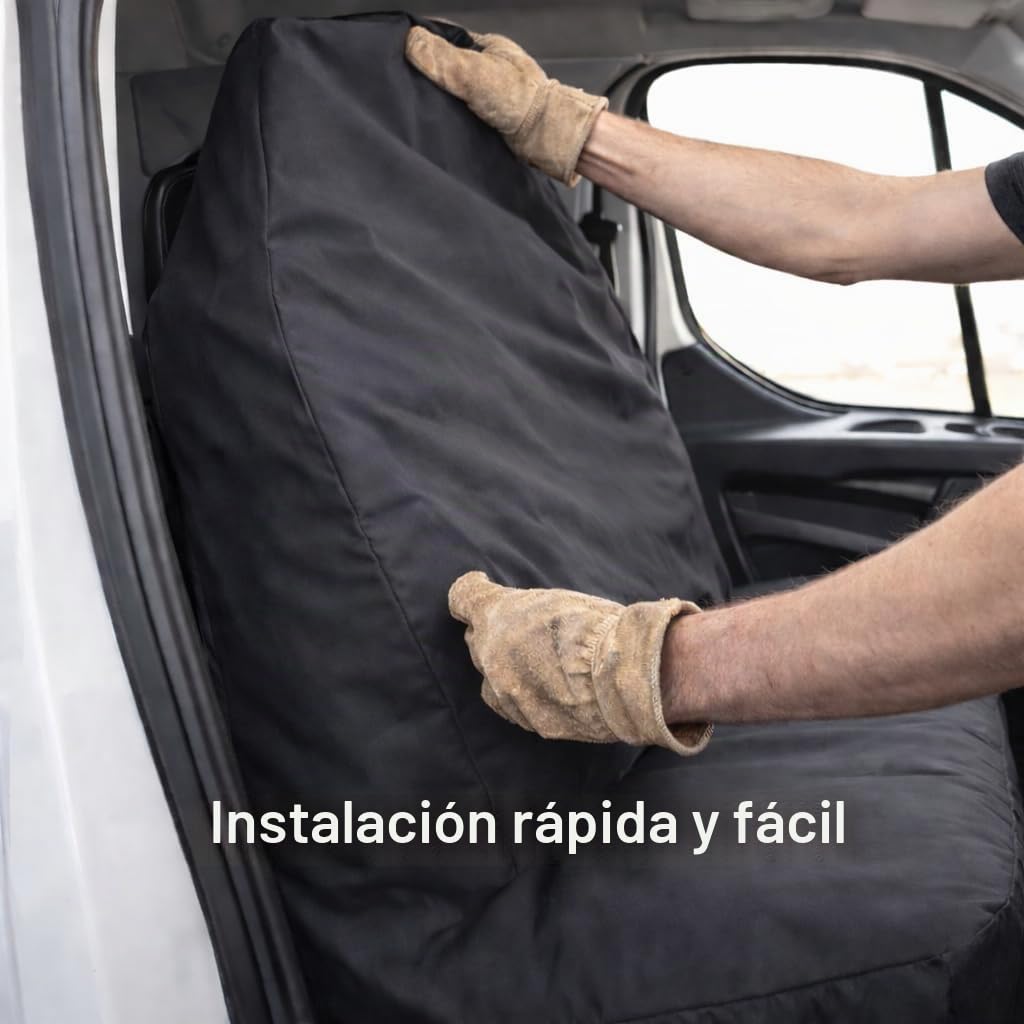 XTRA - Fundas de asiento impermeables resistentes para furgoneta, individual + doble, 6 colores a elegir, color negro