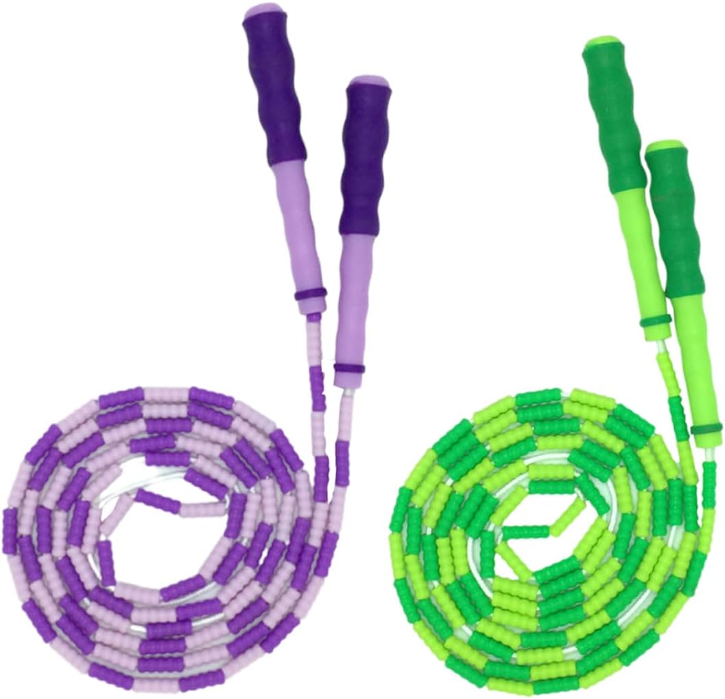 2Pcs Exercise Jump Ropes for Green Purple Skipping Ropes for Home School Fitness Training Tangle Design Ergonomic Handles for Comfort