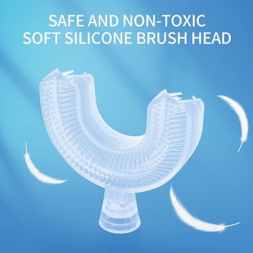 Miniatura 5 de RAXIFU Cepillos de dientes eléctricos en forma de U, cepillo de dientes eléctrico para niños, cepillo de dientes alimentado por batería para niños