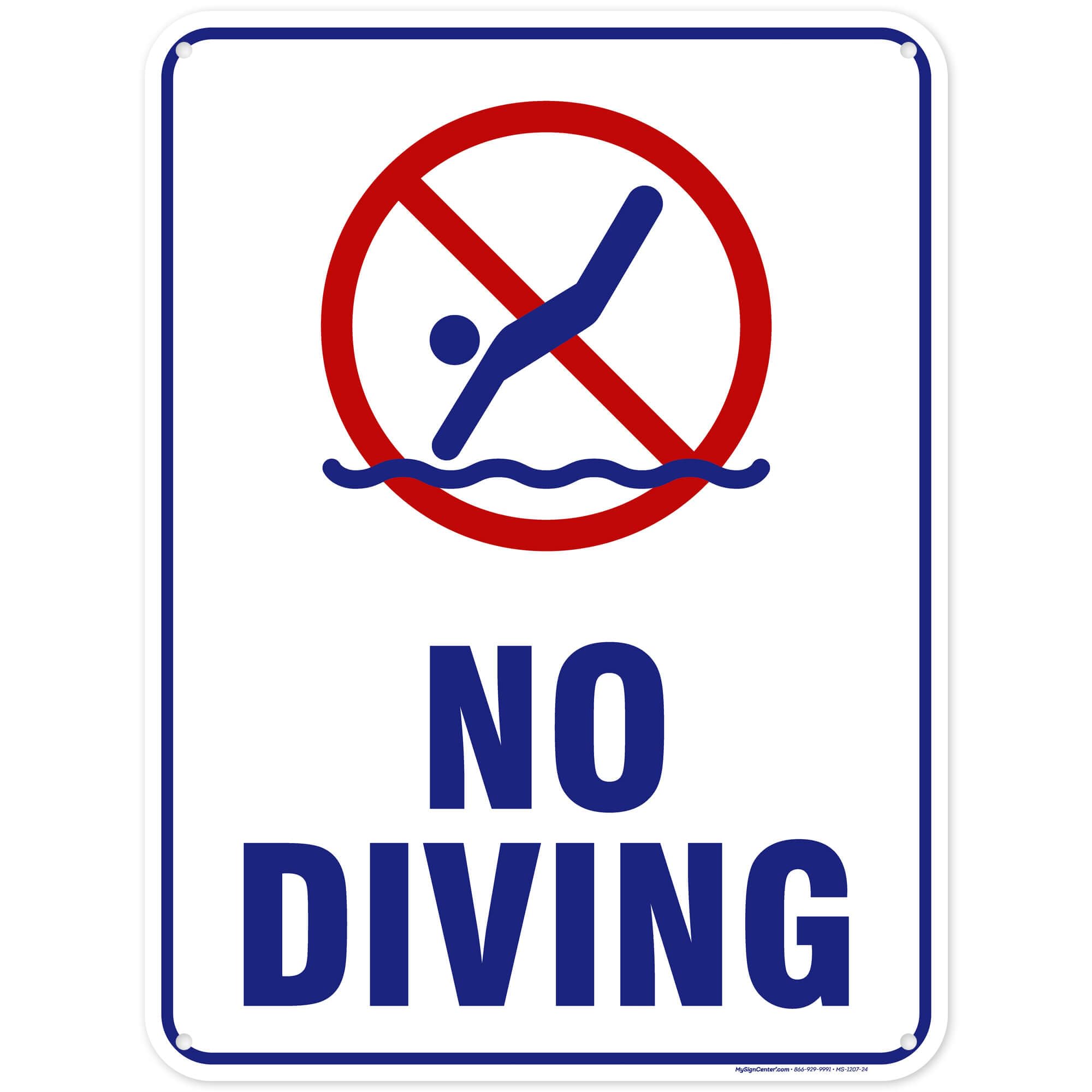 No Diving Sign, 18x24 Inches, 55 mil thick HDPE (high density polyethylene), Made in USA by My Sign Center