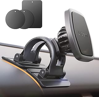LISEN Magnetic Phone Holder for Car Fit Curved Surfaces Car Phone Holder Mount Flexible & Stable Dashboard Magnetic Phone Car Mount with 3 Metal Plates Fit All iPhone 14/13/12/11,Pro,Pro Max,Android