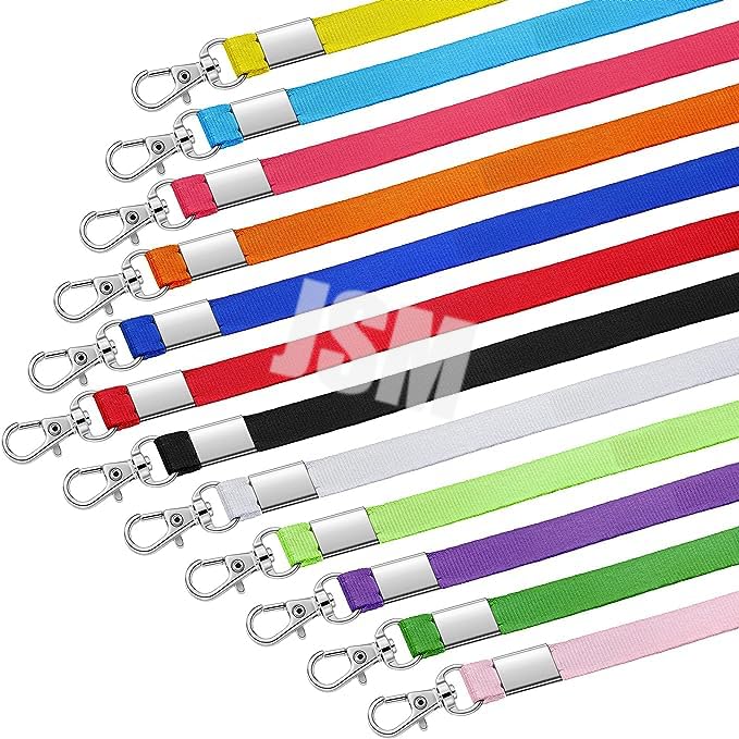 JSMH 24mm or 1 inch Thick Lanyards with Badge Clip (Pack of 5, Yellow)