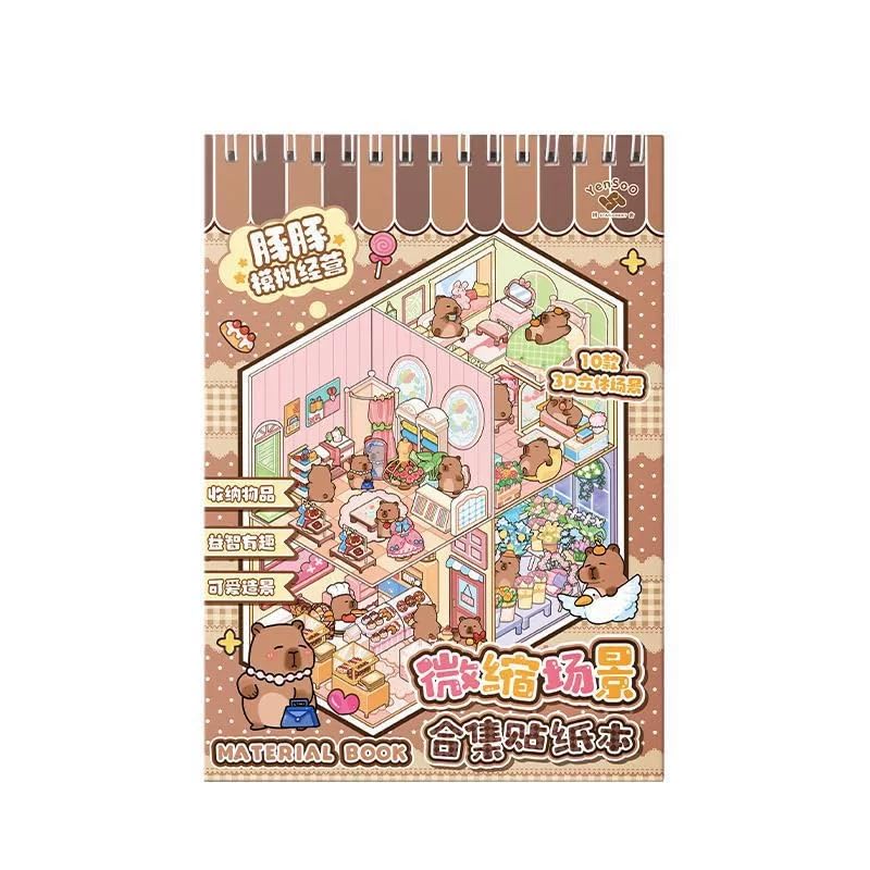 10 Sets 3D Sticker Scene Book,Sticker Therapy for Adults,Include 20 Beautiful House Isometric 3D Space DIY Scene Stickers Book