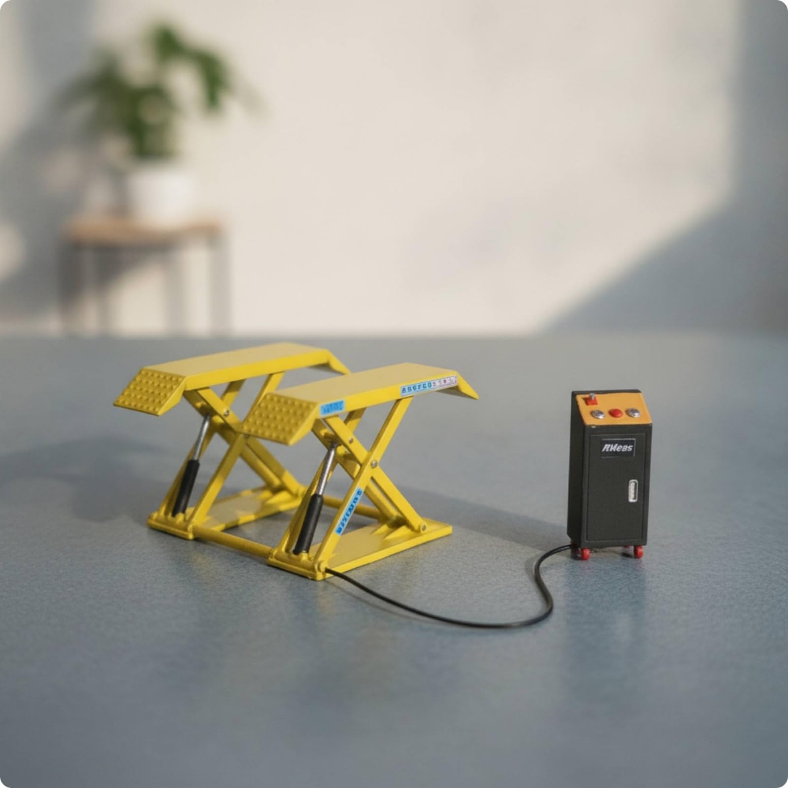 Pantografo in Miniatura Modello Sollevatore da Laboratorio Piattaforma a Forbice Diorama Tecnico Resina con Cavi E Pulsantiera Funzionante Adatto per, Style to 3