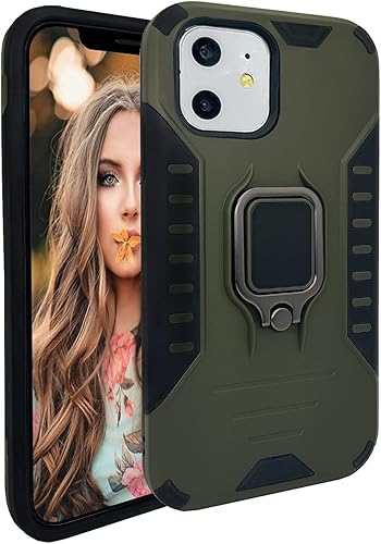 MODOS LOGICOS Funda para iPhone 11, funda protectora de doble capa a prueba de golpes con soporte de anillo giratorio de metal 360 integrado,