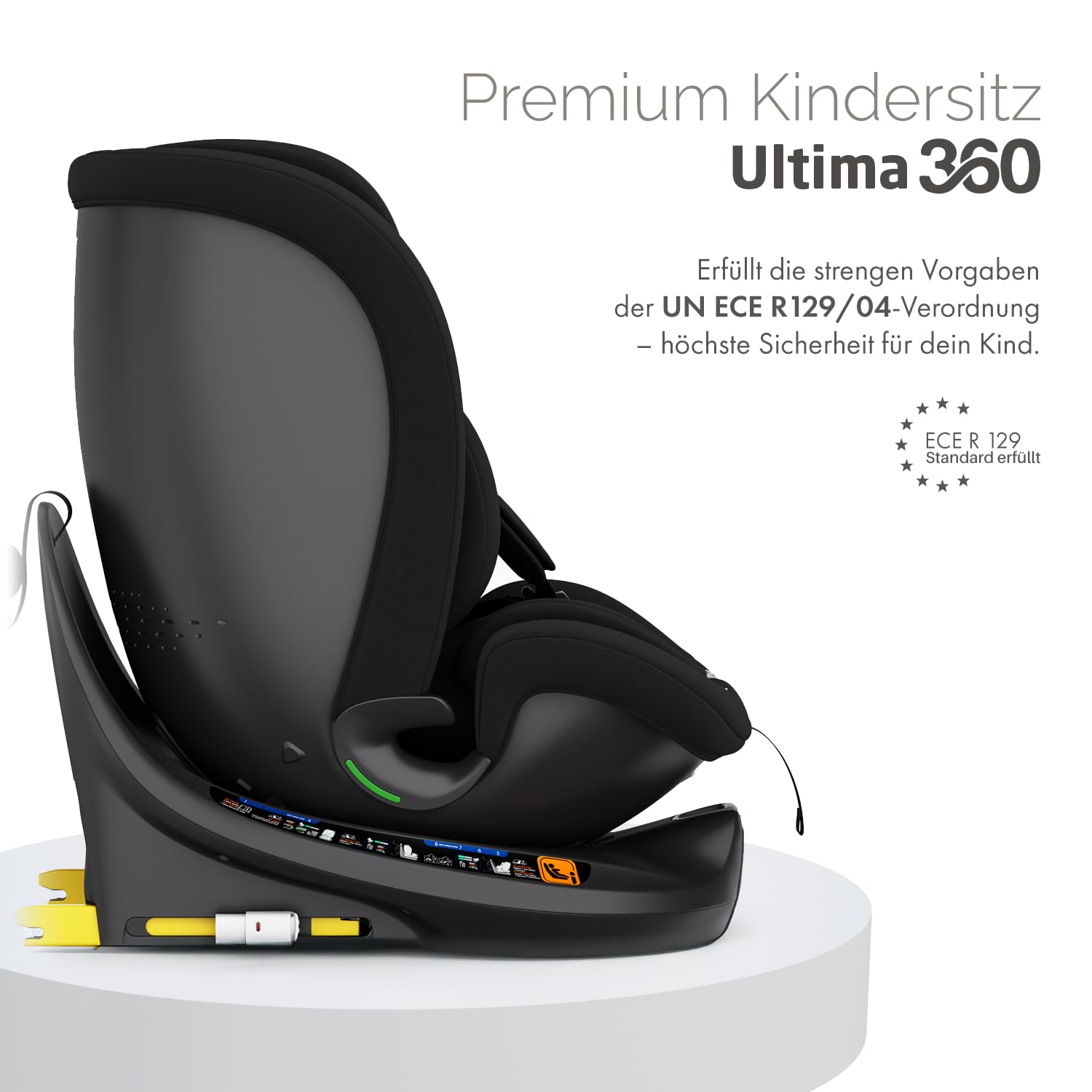 i-Size Kindersitz 40–150 cm 360° drehbar Isofix Top Tether ECE R129/04 Gruppe 0+/1/2/3 5-Punkt-Gurt Autokindersitz Schwarz