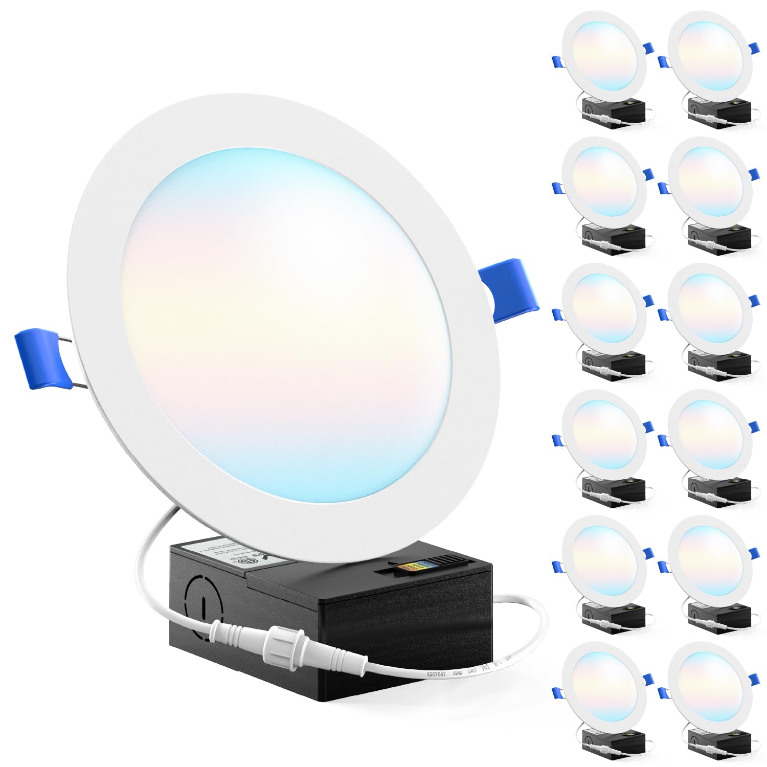 Sunco 12 Pack 6 Inch LED Recessed Light, Canless Ceiling Lights