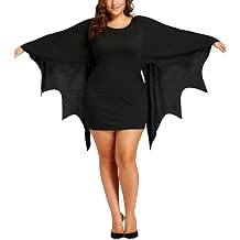 Womens Plus Size Bat Wing Sleeves T Shirt Dress Casual Flowy Tunics Tops Scoop Collar Tees Halloween Costumes