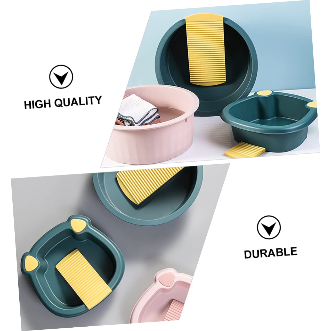 Healvian 1juego Bañera Para Ropa Tablero De Lavado Resistente Altas Temperaturas y Prueba De Fugas Para Dormitorios y Lavados Mano Profundo Mostaza