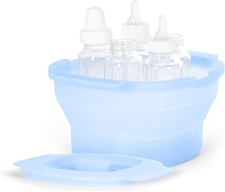 Ubbi Collapsible Silicone Microwave Steam Sterilizer Bag - Fits 5 Baby Bottles, Portable for Travel & Home Use