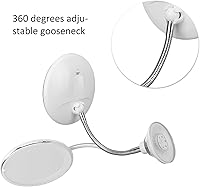 Vista 4 de Espejo de aumento giratorio de 360°, funciona con pilas, aumento de 10X, flexible, inalámbrico, cuello de ganso, luz de relleno LED, ventosa, cuello
