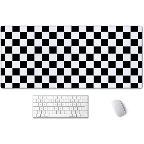 SSOIU Extended Gaming Mouse Pad - Elevate Your Workspace with Black and White Checkerboard Charm
