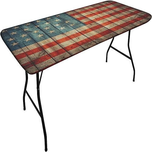 Miniatura 3 de XISUNYA Mantel elástico para mesas rectangulares de 5 pies, fundas de mesa ajustables de poliéster con diseño de Estados Unidos, 30 x 60 pulgadas,